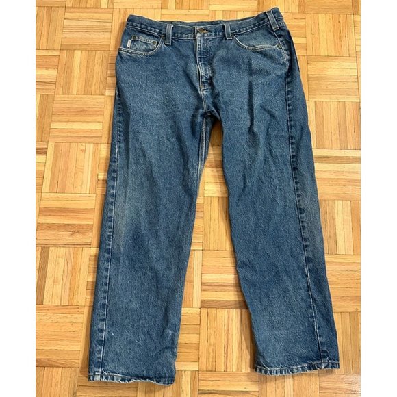 Carhartt B460 DVB Relaxed Fit Denim Blue Jeans Mens 40x30 Straight Cotton Work - Picture 1 of 7